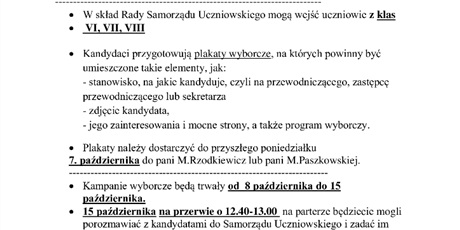 Wybory do Rady Samorządu Uczniowskiego